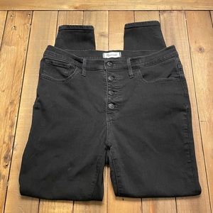Madewell 9” Button Fly Skinny Jeans - black